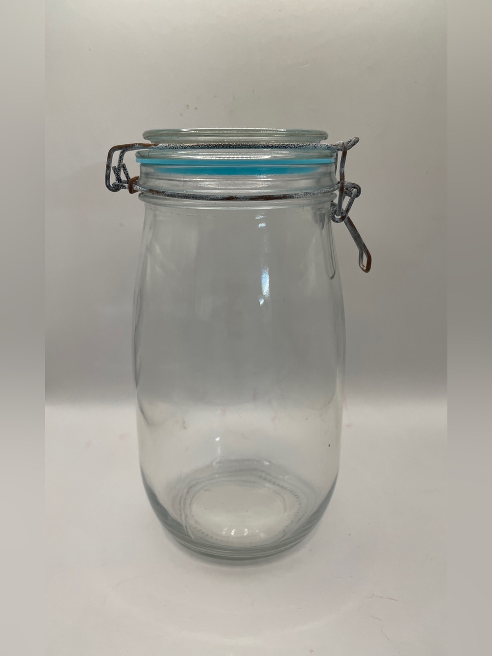 Glass Airtight Storage Jar with Blue Seal - Home Kitchen